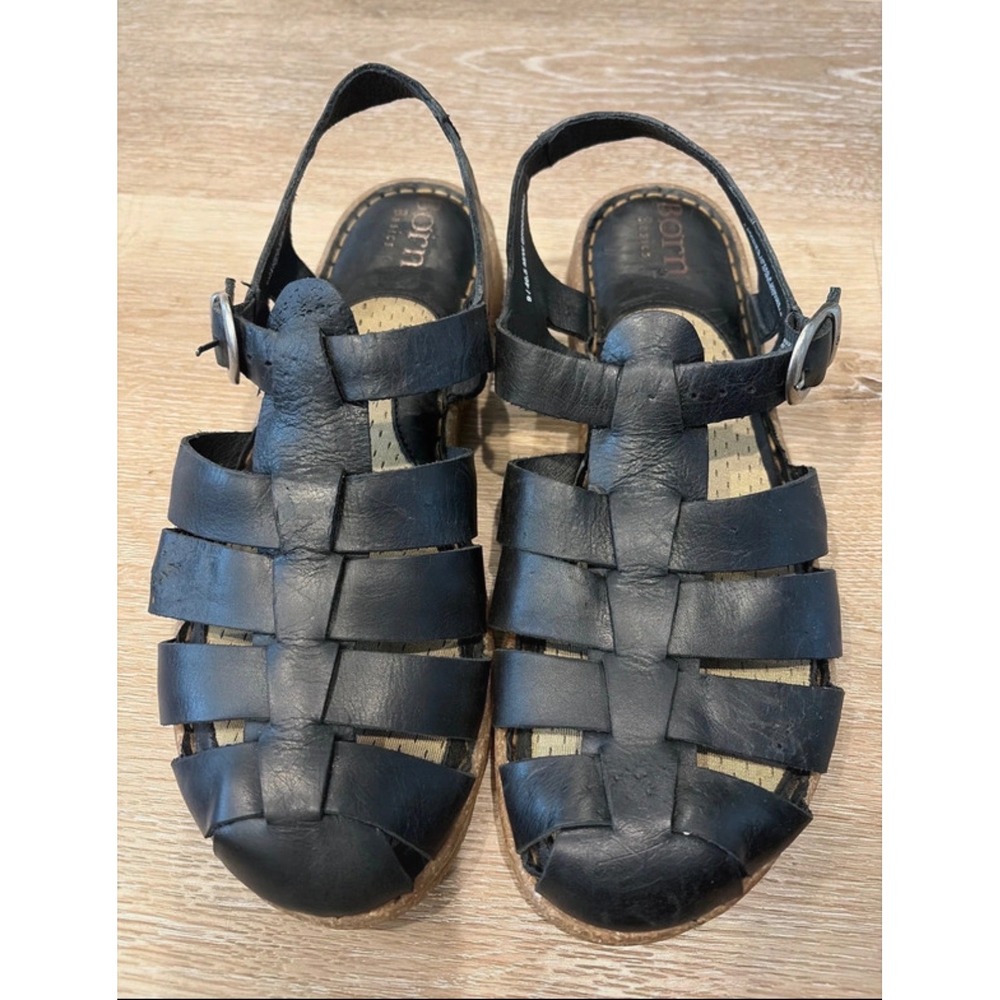 Born Tilia Original Black Leather Fisherman Sandals size 9